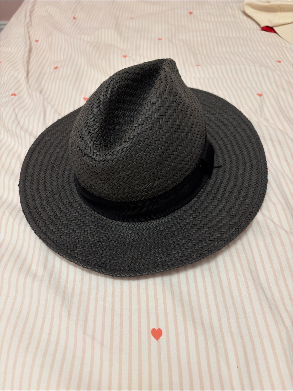 Banana Republic Charcoal Gray Straw Fedora Panama Sun Hat